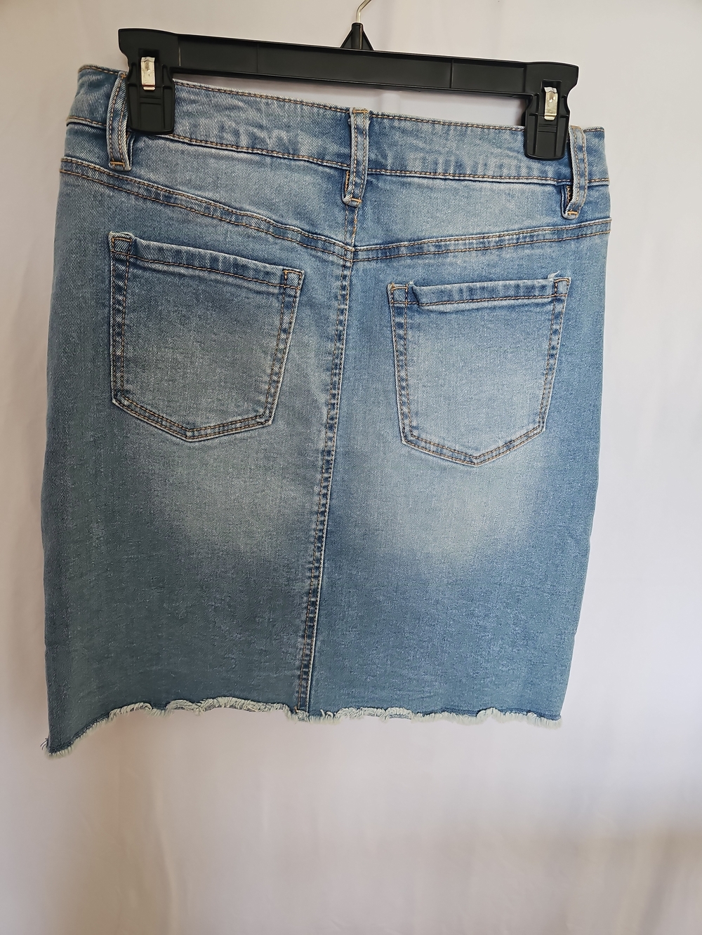 Denim Mini Skirt with Raw Hem - Picture 3 of 4